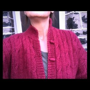 Chunky cable knit wool cardigan